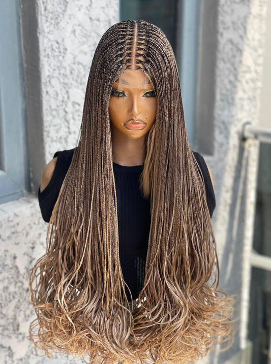 Golden Goddess 2x6 French Curl Braided Wig