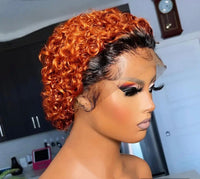 Pixie cut 13x1 frontal orange wig