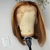 Human Hair Blond Ombre Color Lace Front Bob Wig